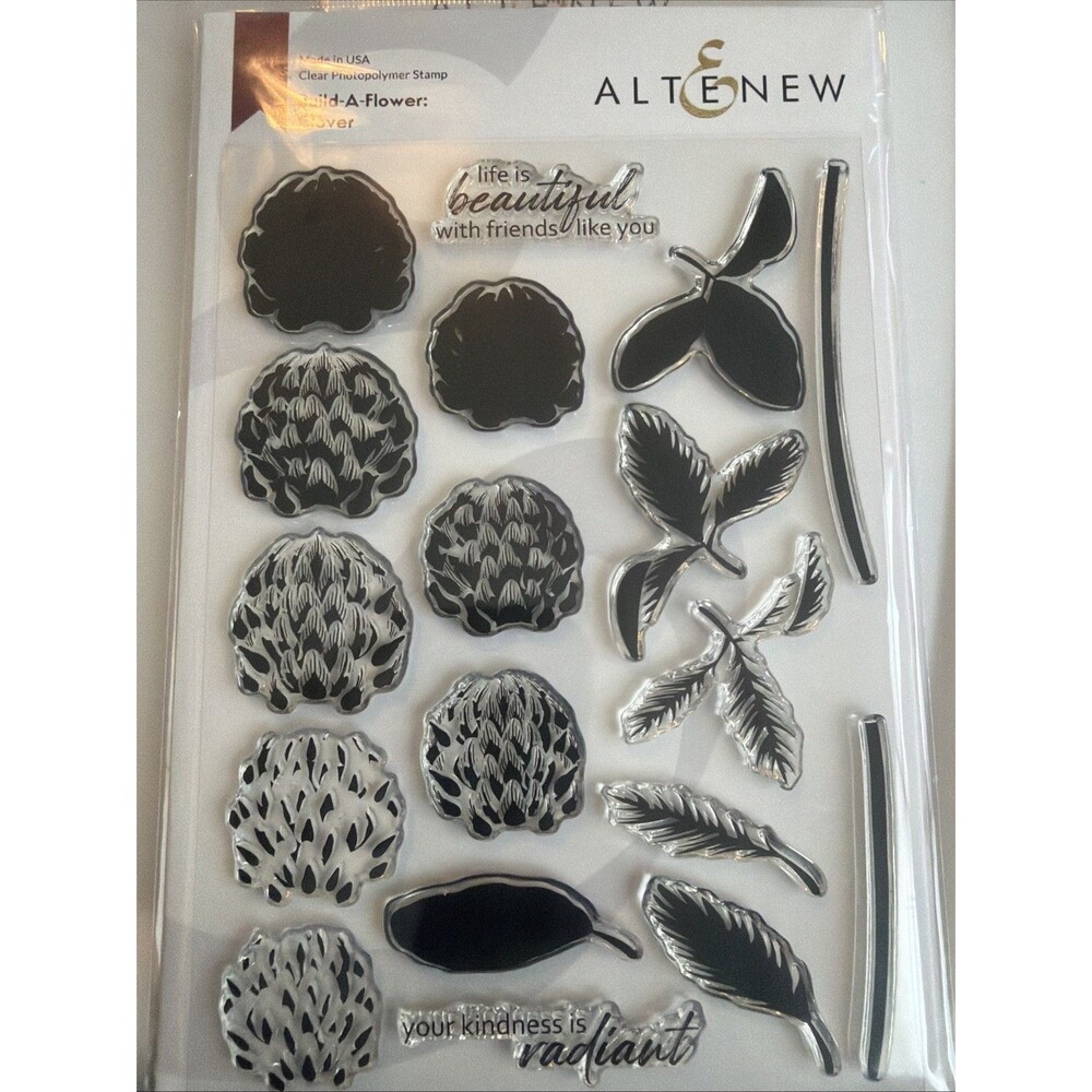 Altenew Clover Stamp and die set layering floral build a flower sentiments